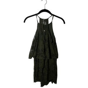 Blue Pair SZ S green crochet halter romper